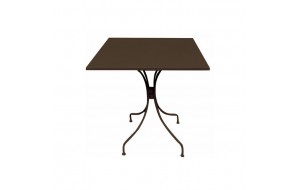 Park τετράγωνο μεταλλικό τραπέζι σε καφέ χρώμα 70x70x71 εκ