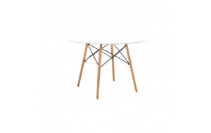 Art Wood στρογγυλό ξύλινο τραπέζι με επιφάνεια σε λευκό χρώμα 120x71 εκ