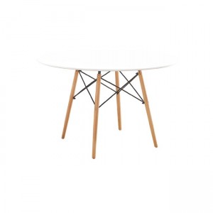Art Wood στρογγυλό ξύλινο τραπέζι με επιφάνεια σε λευκό χρώμα 120x71 εκ