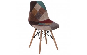 Art wood καρέκλα pp με ύφασμα patchwork καφέ