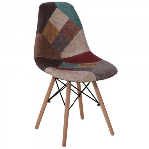 Art wood καρέκλα pp με ύφασμα patchwork καφέ