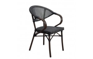 Costa πολυθρόνα αλουμίνιο καφέ με textilene μαύρο 58x57x83 εκ