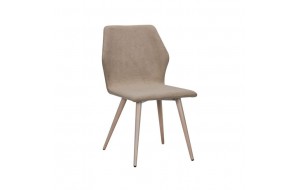 Μεταλλική καρέκλα Leto με βαφή σε φυσική απόχρωση και ταπετσαρία υφασμάτινη σε ανοιχτό καφέ