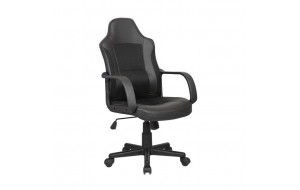Πολυθρόνα γραφείου σε μαύρο χρώμα με ύφασμα pu mesh 55x60x107 εκ