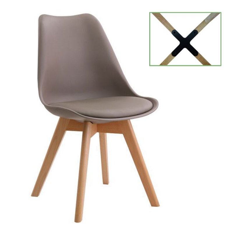 Martin καρέκλα pp sand beige ξύλινο πόδι metal cross