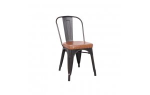 Relix καρέκλα μέταλλο antique black pu Κάθισμα camel