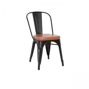 Relix καρέκλα μέταλλο μαύρη matte pu Κάθισμα camel