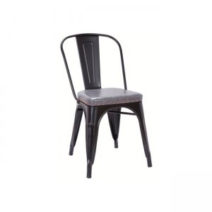 Relix καρέκλα μέταλλο μαύρη matte pu Κάθισμα σκούρο γκρι