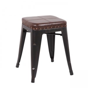 Relix σκαμπώ 45cm antique black Δερματίνη PU κάθισμα σκούρο καφέ