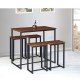 Henry set bar τραπέζι 100X60cm και 4 σκαμπώ μεταλλικά σκούρο καφέ καρυδί