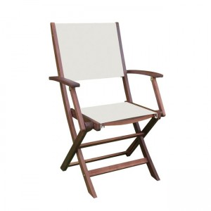 Cricket πολυθρόνα ξύλινη πτυσσόμενη από ακακία με textilene λευκό 55x59x92 εκ