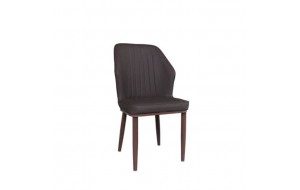 Καφέ pu Delux μεταλλική καρέκλα με καρυδί σκελετό 49x51x89 εκ