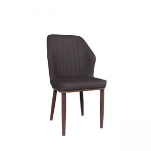 Καφέ pu Delux μεταλλική καρέκλα με καρυδί σκελετό 49x51x89 εκ