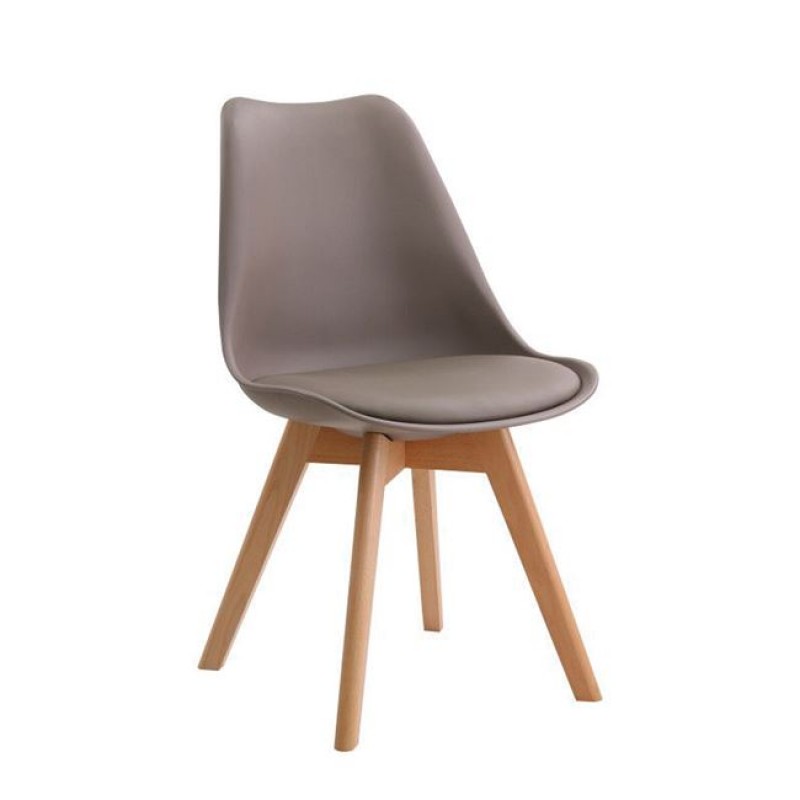 Martin καρέκλα pp μπεζ της άμμου με ξύλινα πόδια σε φυσική απόχρωση 49x57x82 εκ