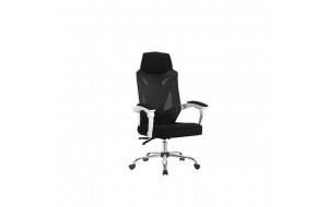 Πολυθρόνα γραφείου Relax με μαύρο ύφασμα και λευκό σ&kapp