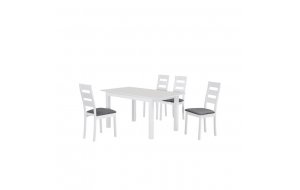 Miller set επεκτεινόμενη τραπεζαρία λευκή με τέσσερι καρέκλες