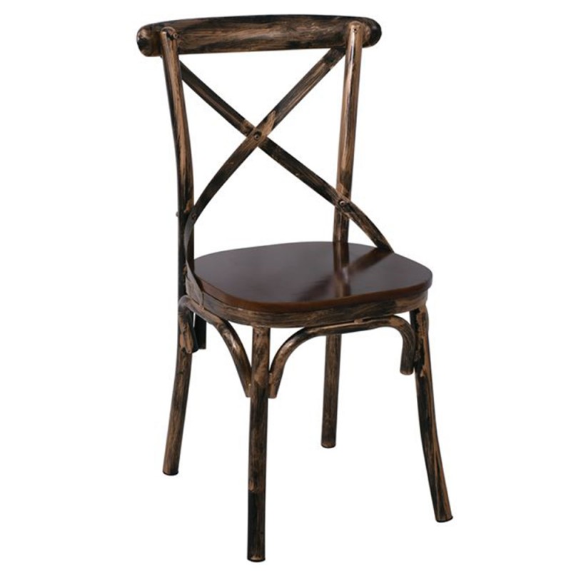 Marlin wood καρέκλα από μέταλλο και ξύλο σε black gold