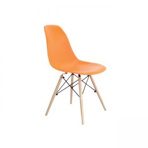 Art wood καρέκλα pp πορτοκαλί με ξύλινα πόδια 46x52x82cm
