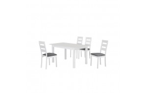 Miller set επεκτεινόμενη τραπεζαρία λευκή με τέσσερι καρέκλες