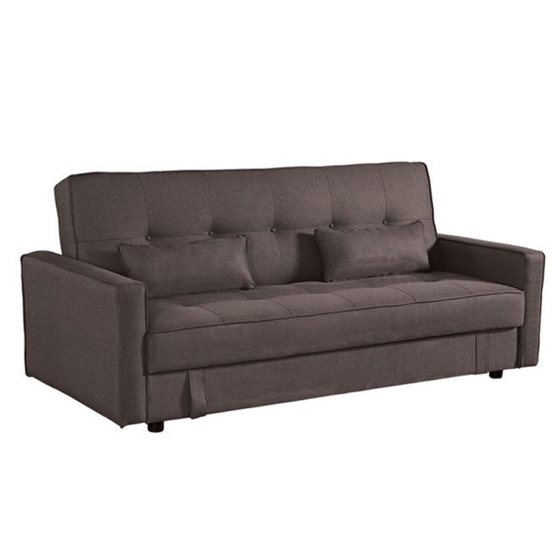 Open καναπές κρεβάτι με αποθηκευτικό χώρο και καφέ ύφασμα 200x86x89cm