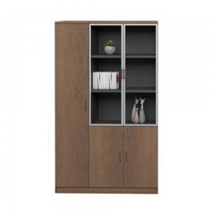 Proline ντουλάπα βιβλιοθήκη με αριστερό ντουλάπι καρυδί σκούρο με μαύρο 120X40x200cm