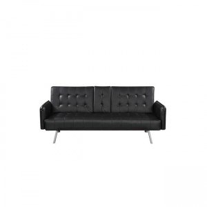 Wells καναπές κρεβάτι μαύρος με επένδυση Pu 188x82x80
