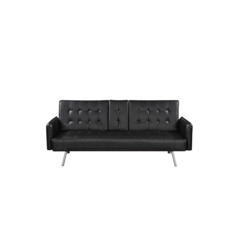 Wells καναπές κρεβάτι μαύρος με επένδυση pu 188x82x80