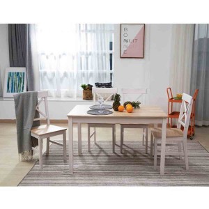 Daily ξύλινο σετ τραπεζαρίας σε λευκό και φυσικό χρώμα με τέσσερις καρέκλες 118x74x73 εκ
