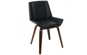 Numan καρέκλα καρυδί με δερματίνη σε μαύρο χρώμα 52x53x80 εκ