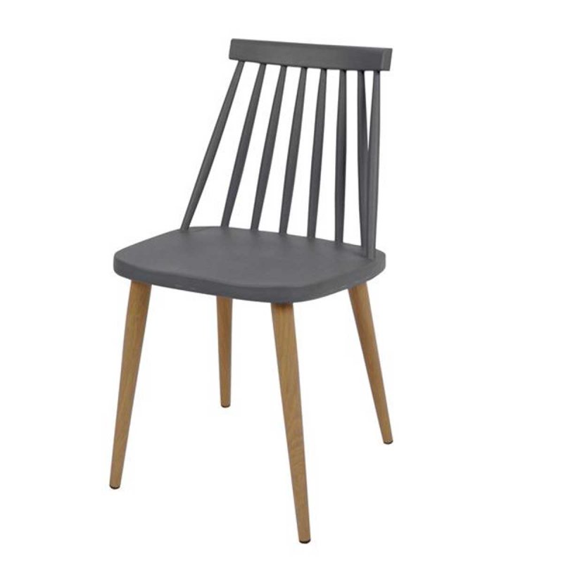 Lavida καρέκλα με μεταλλικό σκελετό σε φυσικό χρώμα και κάθισμα ανθρακί pp 43x48x77 εκ | Echo Deco