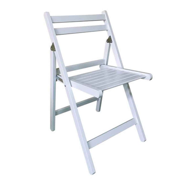 Βοηθητική καρέκλα εξωτερικού χώρου πτυσσόμενη λευκή από ξύλο 43x48x77 εκ