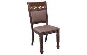 Debby καρέκλα με σκελετό ξύλινο σε καρυδί χρώμα και ύφα&