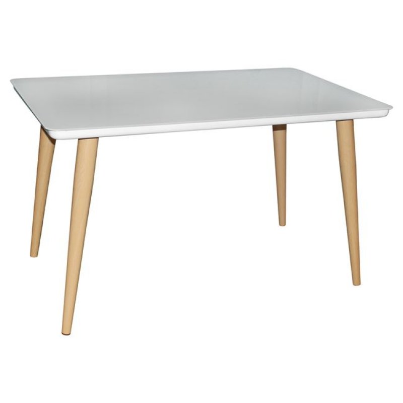 UNION Τραπέζι 130x80 εκ Βαφή Φυσικό/Γυαλί Λευκό | Echo Deco