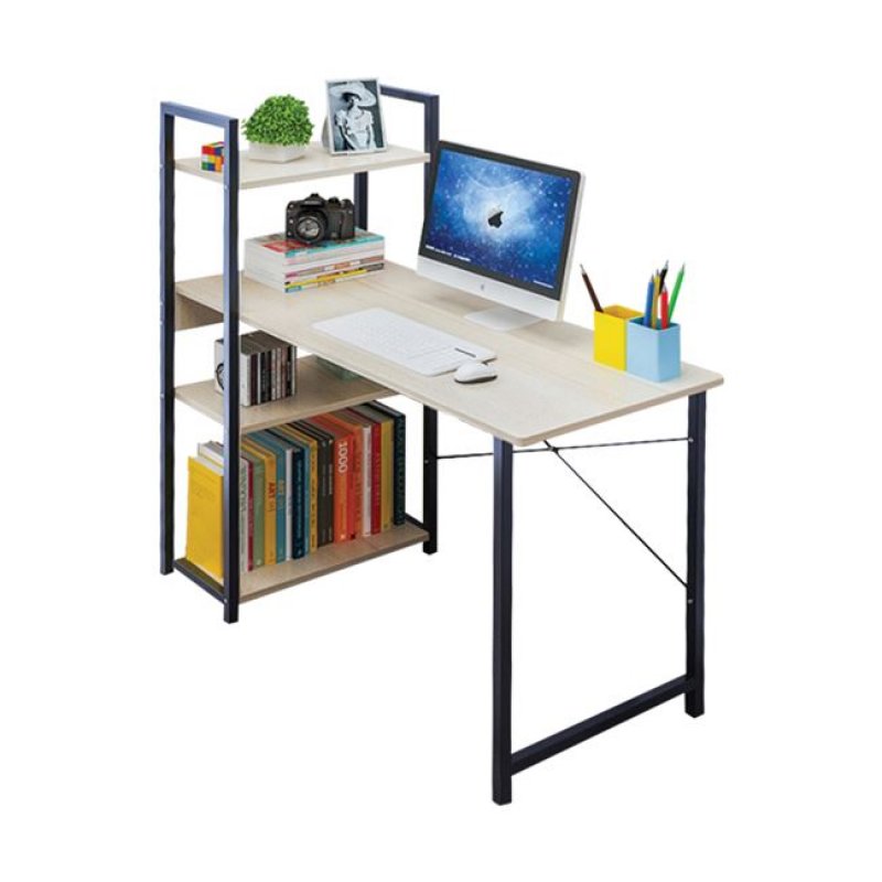Γραφείο με τέσσερα ράφια σε χρώμα μαύρο και φυσικό 90x40x110 εκ | Echo Deco