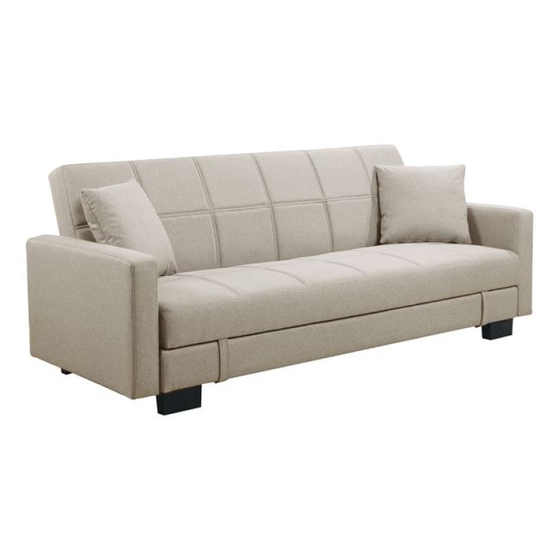 Kelso καναπές κρεβάτι με αποθηκευτικό χώρο σε απόχρωση καπουτσίνο 197x81x80 εκ