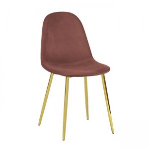 Retro καρέκλα Celina με χρυσό μέταλλο και antique pink velure 45x54x85 εκ