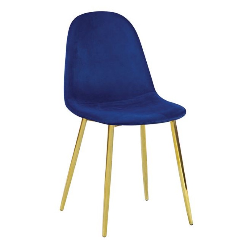 Celina retro καρέκλα χρυσή με μπλε velure 45x54x85 εκ | Echo Deco