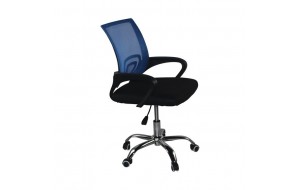 Πολυθρόνα γραφείου σε χρώμα μαύρο και mesh μπλε 55x57x96 εκ