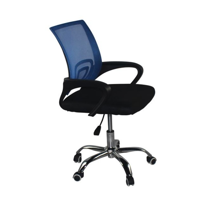 Πολυθρόνα γραφείου σε χρώμα μαύρο και mesh μπλε 55x57x96 εκ | Echo Deco