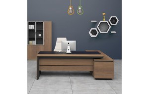 Proline έπιπλο γραφείου με αριστερή γωνία σε καρυδί και μαύρο χρώμα
