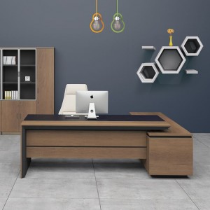 Proline έπιπλο γραφείου με αριστερή γωνία σε καρυδί και μαύρο χρώμα