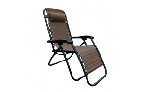 Super relax πολυθρόνα με υποπόδιο με μεταλλικό ανθρακί σκελετό και textilene σε καφέ απόχρωση 165x65x112 εκ