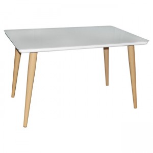 UNION Τραπέζι 130x80 εκ Βαφή Φυσικό/Γυαλί Λευκό
