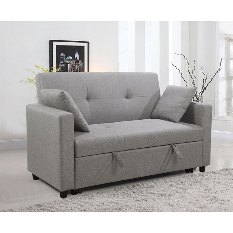 Imola διθέσιος καναπές κρεβάτι υφασμάτινος σε ανοιχτό γκρι χρώμα 154x100x93 εκ