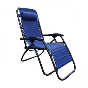 Super relax πολυθρόνα με υποπόδιο με μεταλλικό ανθρακί σκελετό και textilene σε μπλε απόχρωση 165x65x112 εκ