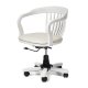 Καρέκλα γραφείου ξύλινη περιστρεφόμενη με δερμάτινο κάθισμα σε λευκή πατίνα 54x46x80 εκ | Echo Deco