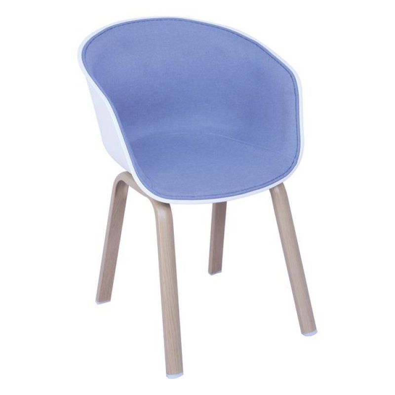 Optim μεταλλική πολυθρόνα με κάθισμα από λευκό pp και μπλε υφασμάτινη επένδυση 55x56x79 εκ | Echo Deco