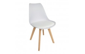 Καρέκλα λευκή Martin stripe από ξύλο και συνθετικό PP 49x56x82 εκ
