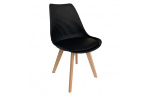 Martin Stripe καρέκλα σε μαύρο χρώμα από ξύλο και συνθετικό PP 49x56x82 εκ