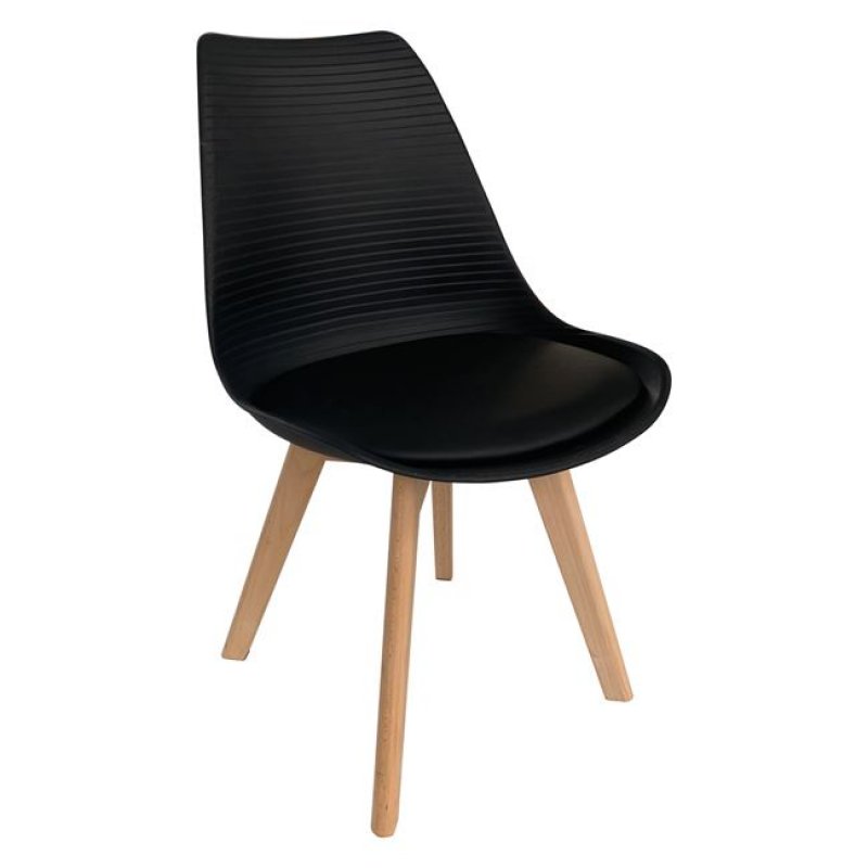 Martin Stripe καρέκλα σε μαύρο χρώμα από ξύλο και συνθετικό PP 49x56x82 εκ